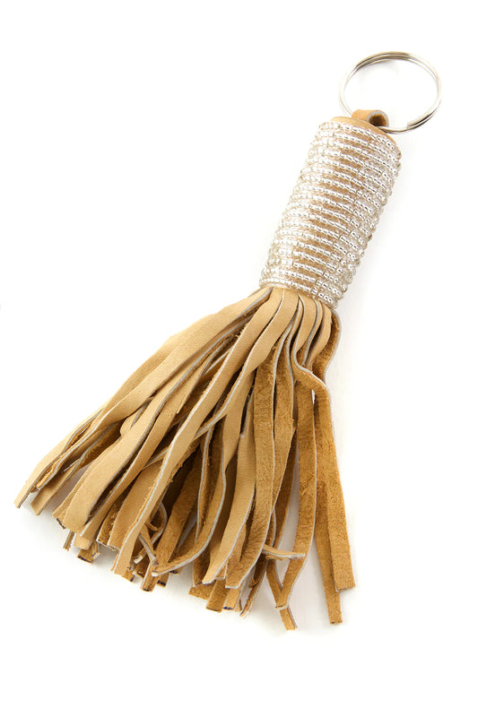 Tassel Key Ring with Silver Beads