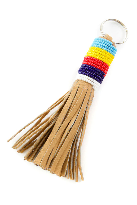 Tassel Key Ring with Multicolor Beads