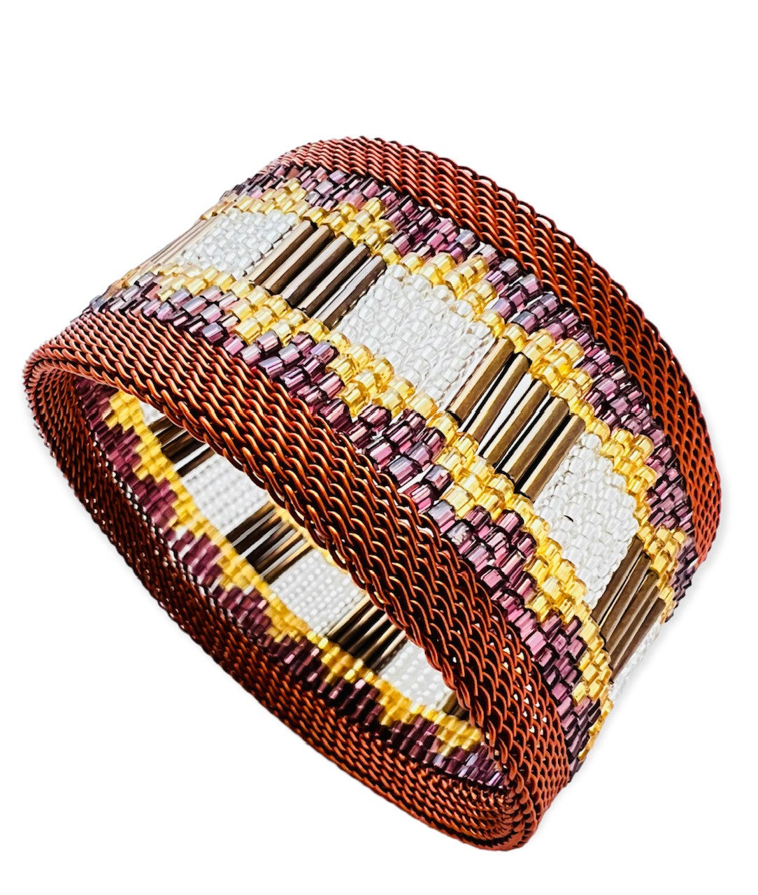 Bead and Copper Bangle - Wide