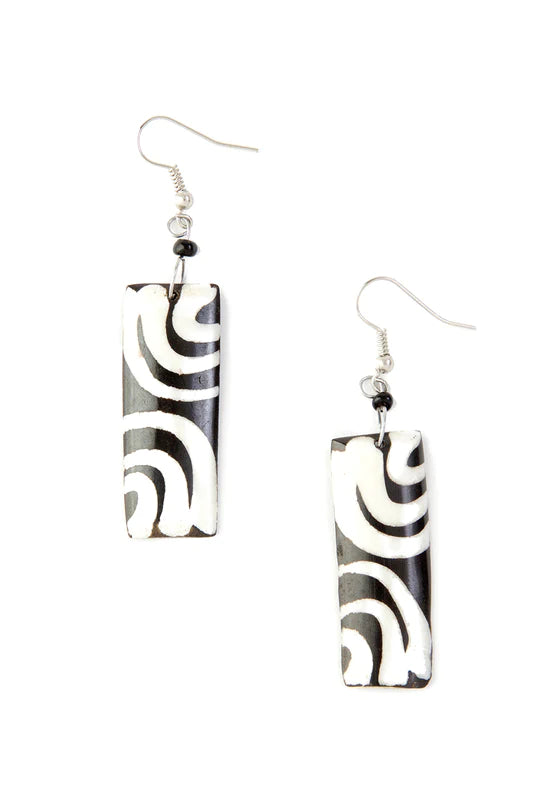 Kenyan Cow Bone Ripple Earrings