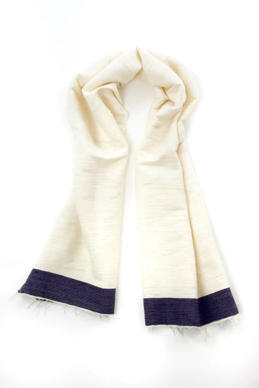 Ethiopian Cotton Luxe Scarf with Purple Border