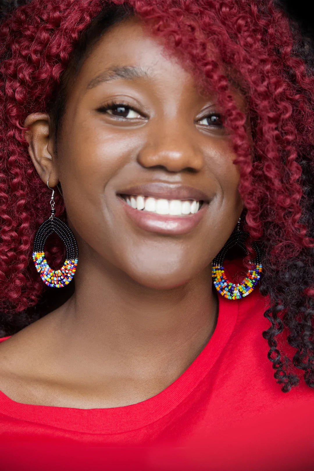 Maasai Black and Rainbow Celebration Circle Earrings