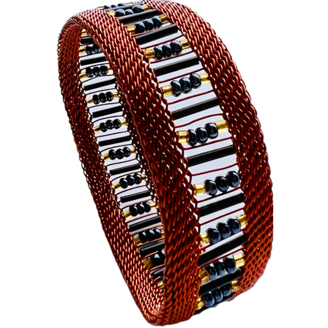 Bead and Copper Bangle - Narrow