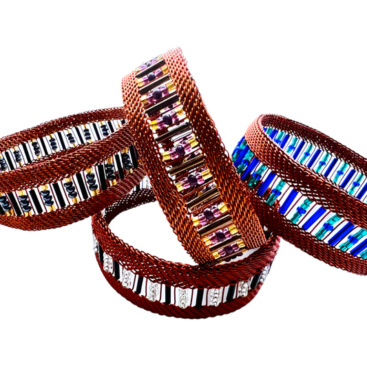 Bead and Copper Bangle - Narrow