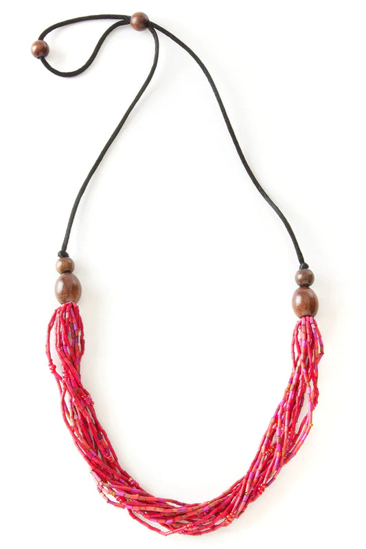 Women Owned Multi-Strand Zulugrass & Acacia Wood Cause Necklace