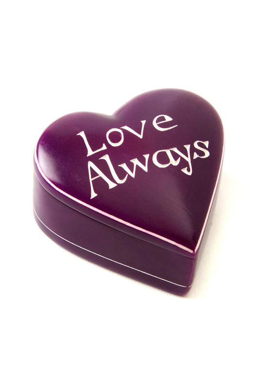 Purple Love Always Soapstone Heart Box